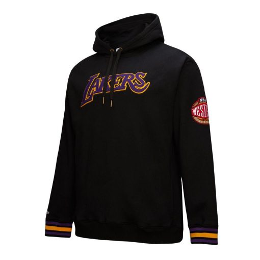 Los Angeles Lakers Mitchell Ness Chainstitch Applique Vintage Heavyweight Pullover Hoodie Black