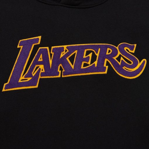 Los Angeles Lakers Mitchell Ness Chainstitch Applique Vintage Heavyweight Pullover Hoodie Black