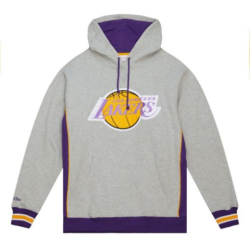 Los Angeles Lakers Mitchell Ness Hardwood Classics Premium Fleece Pullover Hoodie Heather Gray