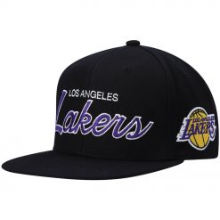 Los Angeles Lakers Mitchell Ness Hardwood Classics Script 20 Snapback Hat Black
