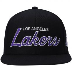 Los Angeles Lakers Mitchell Ness Hardwood Classics Script 20 Snapback Hat Black