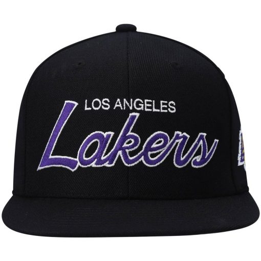 Los Angeles Lakers Mitchell Ness Hardwood Classics Script 20 Snapback Hat Black