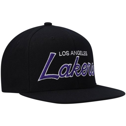 Los Angeles Lakers Mitchell Ness Hardwood Classics Script 20 Snapback Hat Black