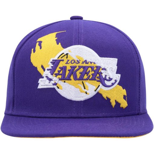 Los Angeles Lakers Mitchell Ness Paint By Numbers Snapback Hat Purple