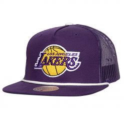 Los Angeles Lakers Mitchell Ness Roper Meshback Trucker Snapback Hat Purple