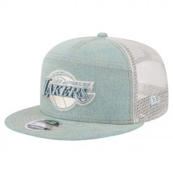 Los Angeles Lakers New Era Adventure Denim Split Panel 9FIFTY Snapback Trucker Hat