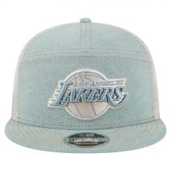 Los Angeles Lakers New Era Adventure Denim Split Panel 9FIFTY Snapback Trucker Hat