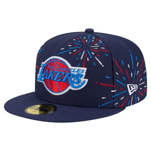 Los Angeles Lakers New Era Americana Fireworks 59FIFTY Fitted Hat Navy