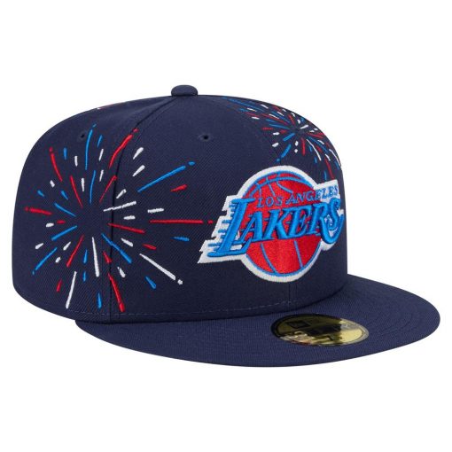 Los Angeles Lakers New Era Americana Fireworks 59FIFTY Fitted Hat Navy
