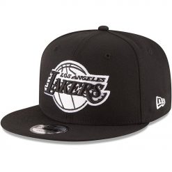 Los Angeles Lakers New Era Black White Logo 9FIFTY Adjustable Snapback Hat Black