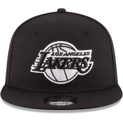 Los Angeles Lakers New Era Black White Logo 9FIFTY Adjustable Snapback Hat Black