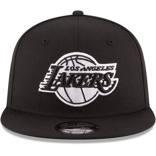 Los Angeles Lakers New Era Black White Logo 9FIFTY Adjustable Snapback Hat Black