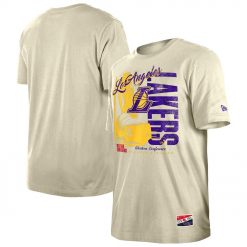 Los Angeles Lakers New Era Distressed Throwback Vintage Color Pack T-Shirt Cream