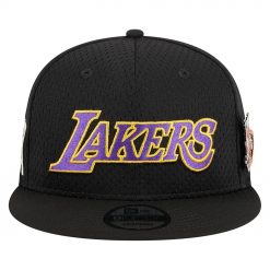 Los Angeles Lakers New Era PostUp Pin Mesh 9FIFTY Snapback Hat Black