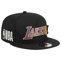Los Angeles Lakers New Era PostUp Pin Mesh 9FIFTY Snapback Hat Black