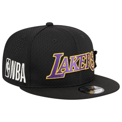Los Angeles Lakers New Era PostUp Pin Mesh 9FIFTY Snapback Hat Black