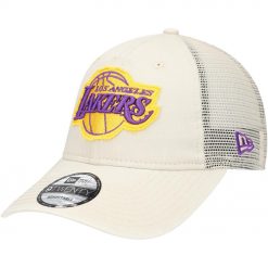 Los Angeles Lakers New Era Rough Edge Logo Trucker 9TWENTY Adjustable Hat Cream