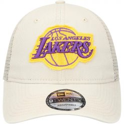 Los Angeles Lakers New Era Rough Edge Logo Trucker 9TWENTY Adjustable Hat Cream
