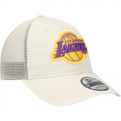 Los Angeles Lakers New Era Rough Edge Logo Trucker 9TWENTY Adjustable Hat Cream 3 qCLP8.jpg