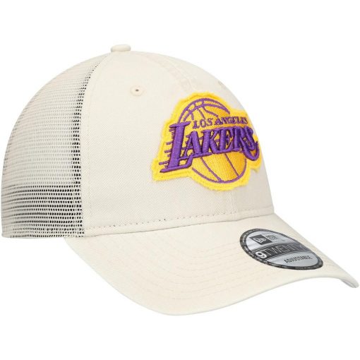 Los Angeles Lakers New Era Rough Edge Logo Trucker 9TWENTY Adjustable Hat Cream