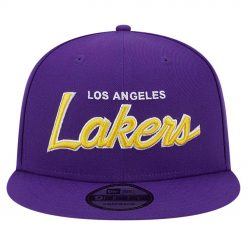 Los Angeles Lakers New Era Script Side Patch 9FIFTY Snapback Hat Purple