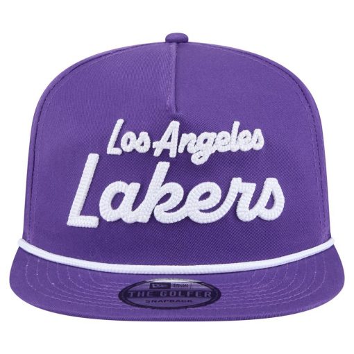 Los Angeles Lakers New Era Team Text Golfer Snapback Hat Purple