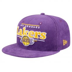 Los Angeles Lakers New Era Throwback Display Corduroy 9FIFTY Snapback Hat Purple