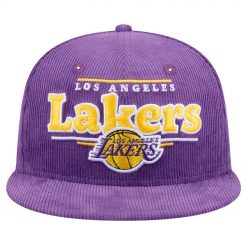 Los Angeles Lakers New Era Throwback Display Corduroy 9FIFTY Snapback Hat Purple