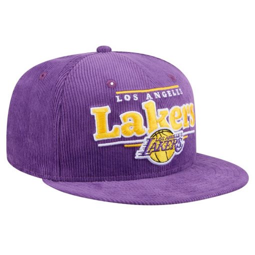 Los Angeles Lakers New Era Throwback Display Corduroy 9FIFTY Snapback Hat Purple