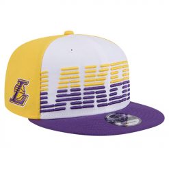 Los Angeles Lakers New Era Throwback Gradient Tech Font 9FIFTY Snapback Hat WhitePurple
