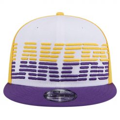 Los Angeles Lakers New Era Throwback Gradient Tech Font 9FIFTY Snapback Hat WhitePurple