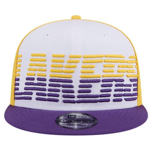 Los Angeles Lakers New Era Throwback Gradient Tech Font 9FIFTY Snapback Hat WhitePurple