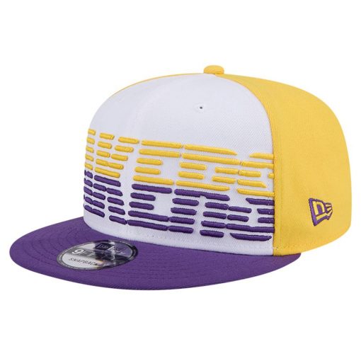 Los Angeles Lakers New Era Throwback Gradient Tech Font 9FIFTY Snapback Hat WhitePurple