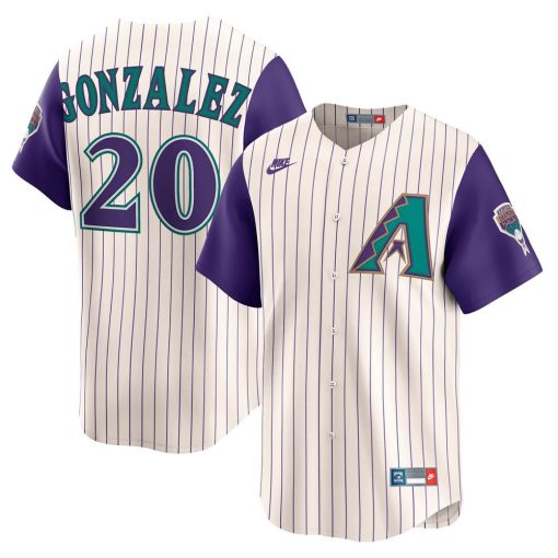 Mens Arizona Diamondbacks Luis Gonzalez Nike Cream Throwback Cooperstown Collection Limited Jersey