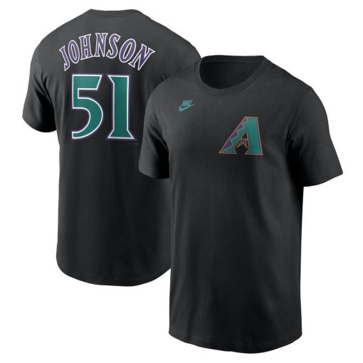 Men’s Arizona Diamondbacks Randy Johnson Nike Black Fuse Name Number T-Shirt