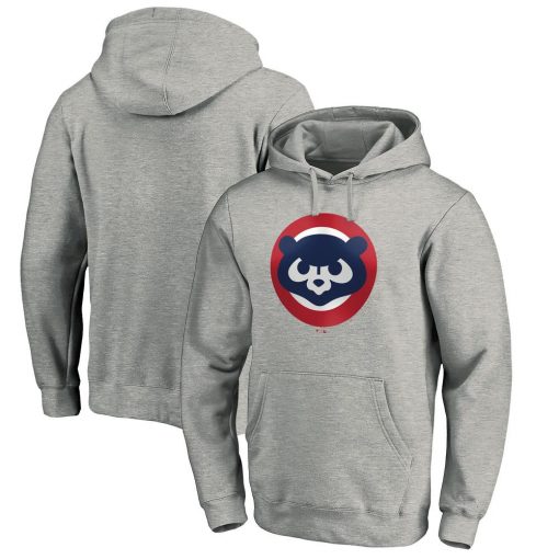 Men’s Chicago Cubs Heather Gray Cooperstown Collection Huntington Logo Fitted Pullover Hoodie