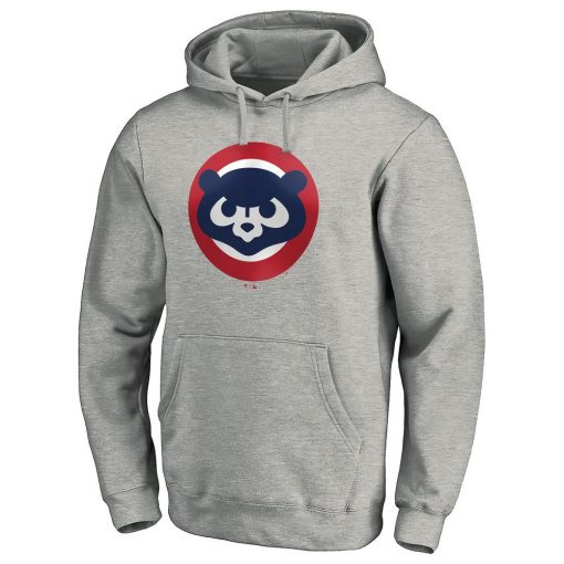 Men’s Chicago Cubs Heather Gray Cooperstown Collection Huntington Logo Fitted Pullover Hoodie