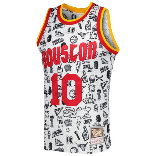 Sam Cassell Houston Rockets Mitchell Ness 199394 Hardwood Classics Doodle Swingman Jersey White