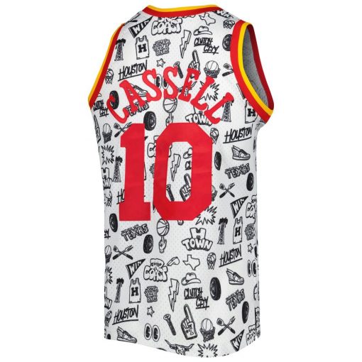 Sam Cassell Houston Rockets Mitchell Ness 199394 Hardwood Classics Doodle Swingman Jersey White