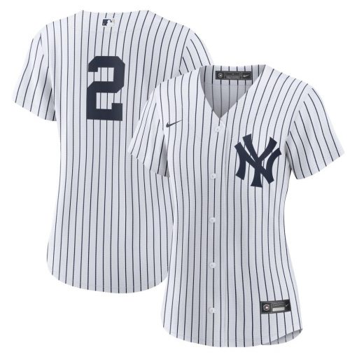 Women’s New York Yankees Derek Jeter Nike WhiteNavy Home Replica Player Jersey