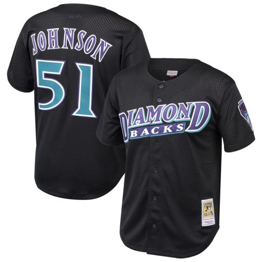 Youth Arizona Diamondbacks Randy Johnson Mitchell  Ness Black Cooperstown Collection Mesh Batting Practice Jersey